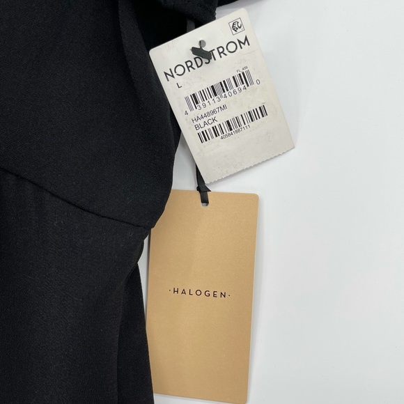 Halogen Twist Front Wide Leg Jumpsuit Short Flutter Sleeve Black - Picture 9 of 10